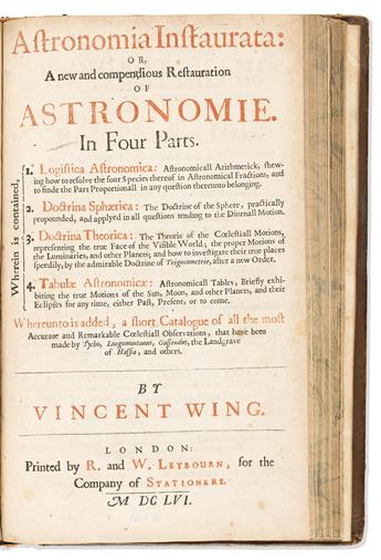 Wing, Vincent (1619-1668) Harmonicon Coeleste: or The Coelestiall Harmony of the Visible World. [Bound with] Astronomia Instaurata.